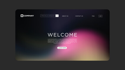 Modern website design with a welcoming message and vibrant color gradient background for innovative startup