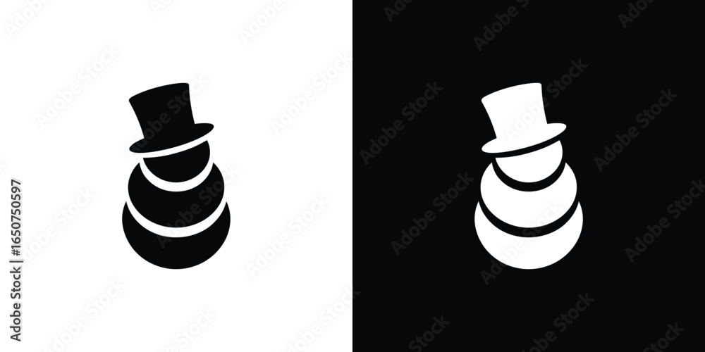 Black and White Snowman Illustration with Top Hat Design Stock Vector ...