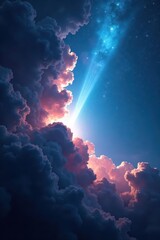 Wall Mural - Ethereal blue gamma-ray burst illuminates cosmic dust clouds , dark matter, cosmic