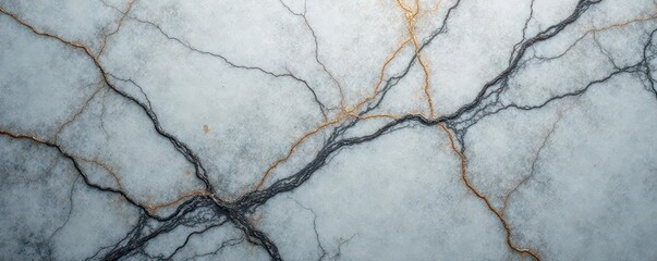 Wall Mural - Subtle cracks spiderweb across cool gray marble's surface , rough, macro, photography