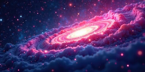 Wall Mural - Abstract cosmic swirl, vibrant nebula, glittering stars , light, astronomy