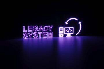 Wall Mural - legacy system neon concept self illumination background 3d illustration