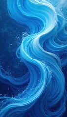 Wall Mural - Abstract swirling blue waves, textured background, modern, wallpaper