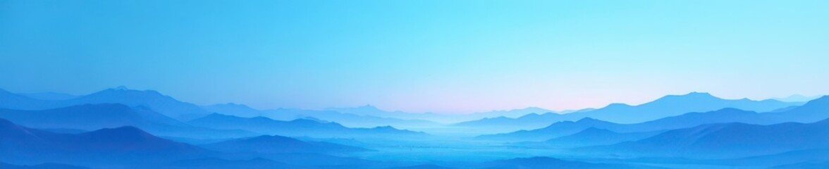 Wall Mural - Abstract blue landscape, gradient sky, ethereal, calming , sea, color, shade
