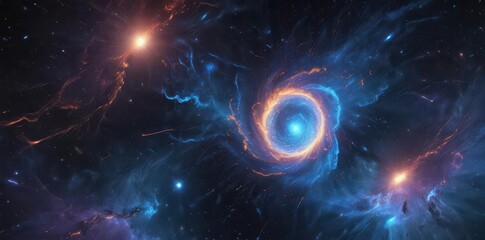 Wall Mural - Abstract swirling blue particles, cosmic nebula effect in deep space , night, dynamic, smooth