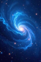 Wall Mural - Abstract swirling blue nebula, glowing stars and cosmic dust , design, ethereal, space