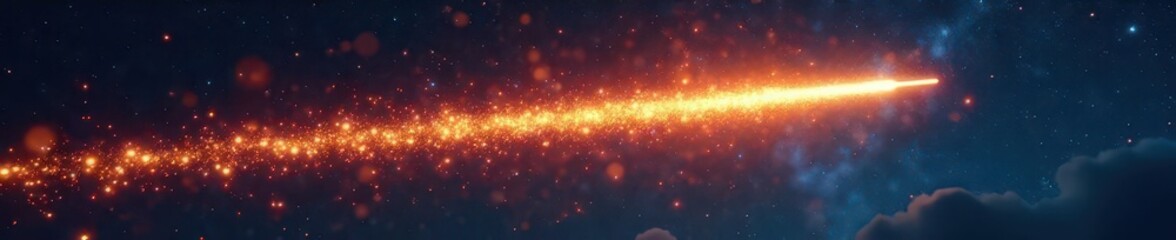 Wall Mural - Bright orange and yellow fireballs streak across night sky , nature, yellow