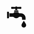 © Olga Ко - Minimalist icon of a faucet with a water drop, concept of hot and cold water shut off, vector illustration on white background