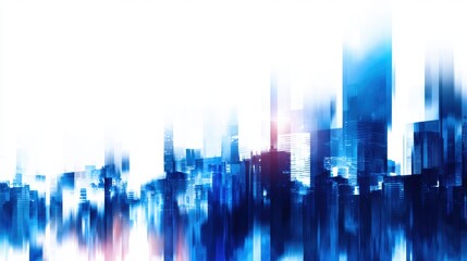 Wall Mural - abstract cityscape with blurred blue skyscrapers and bright lights, evoking a futuristic atmosphere