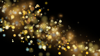 Wall Mural - Golden dust light png. Christmas glowing bokeh confetti and sparkle overlay texture for your design. Stock royalty free vector illustration. PNG	