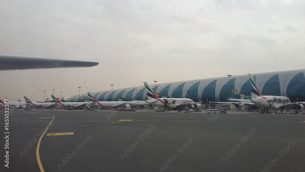 Dubai, United Arab Emirates - March 13, 2016 - View of the ramp at DXB ...