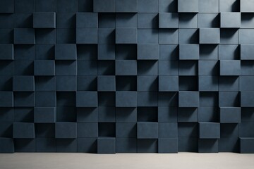 Wall Mural - abstract geometric 3d wall background with dark cubes and dynamic light shadows creating a modern ar
