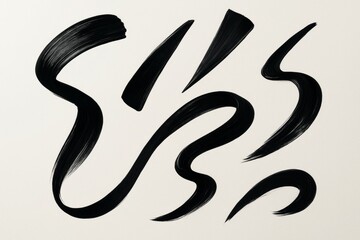 Wall Mural - abstract black brushstroke shapes on light background conveying bold artistic motion and minimalist 