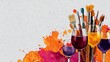 © KhadizaFDesigns - Awesome photo of art and wine night banner with paintbrushes, wine glasses, and creative splashes of color, ready to advertise summer sip and paint deals.