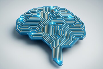 Wall Mural - abstract digital brain with glowing circuits symbolizing artificial intelligence and innovation on a
