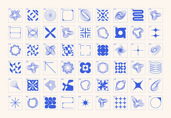 set of line wave fluid shapes. collection of circle geometric abstract liquid black forms ,modern de