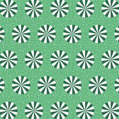 Wall Mural - Christmas seamless pattern.Seamless geometric pattern with polka dots isolated on light green background.Snow repeat pattern.Vector graphic illustration winter, new year background in green and white.