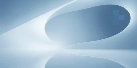 Wall Mural - abstract light blue and white curved shapes creating a modern and clean aesthetic design