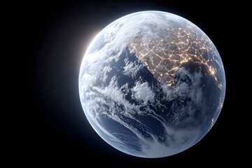  Stunning View of Earth with Nighttime City Lights and Clouds