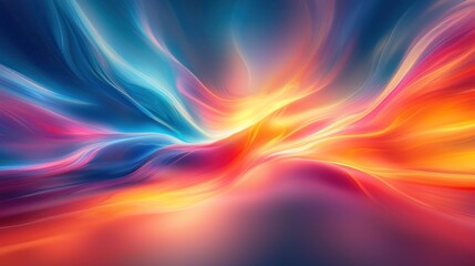 Wall Mural - Abstract flowing waves with vibrant colors blue, orange, red, and yellow