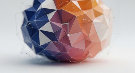Wall Mural - Abstract geometric sphere with gradient triangles and wireframe