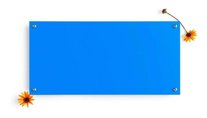 Clean blue rectangle banner on white backdrop, abstract, interface