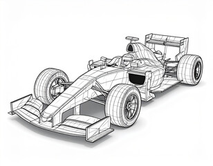 Formula racing car wireframe vector illustration