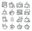 © Soliannikov Yevhenii - Cozy beverage icons featuring coffee, mugs, and relaxation themes on gradient background