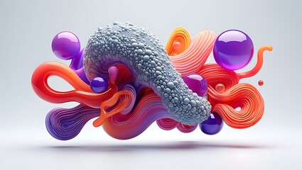 Abstract organic 3d sculpture with flowing shapes and varied textures