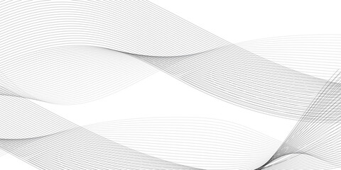 Wall Mural - minimalist abstract wave design consisting of smooth, flowing black and gray lines on a white backgr