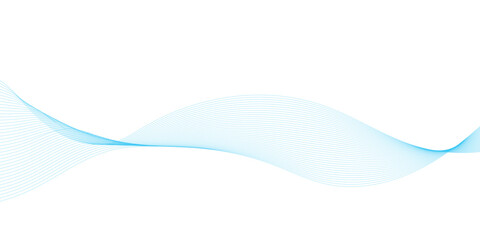 Wall Mural - minimalist abstract wave design consisting of smooth, flowing blue lines on a transparent background