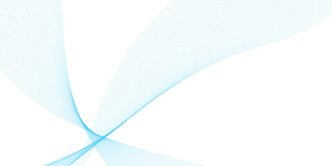 Wall Mural - minimalist abstract wave design consisting of smooth, flowing blue lines on a transparent background