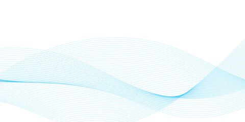 Wall Mural - minimalist abstract wave design consisting of smooth, flowing blue lines on a transparent background