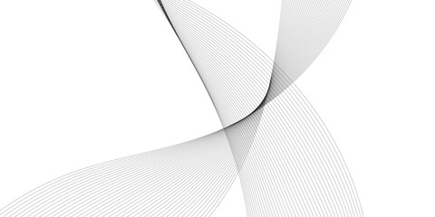 Wall Mural - minimalist abstract wave design consisting of smooth, flowing black and gray lines on a white backgr