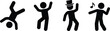 © Hasem Creative - Dancing stick figures, silhouette people dance poses, breakdance illustration, music party concept, hip hop moves, performance icons, fun celebration, creative dance clipart