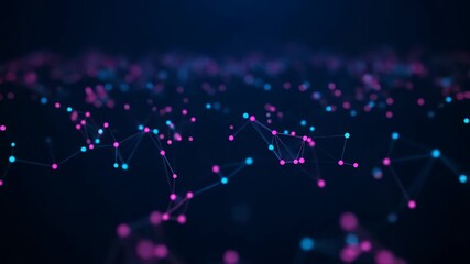 Wall Mural - Abstract digital network of interconnected nodes, showing data flow and communication.