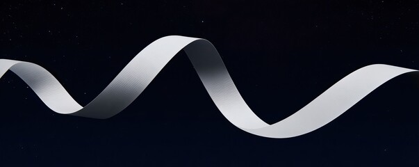 Canvas Print - A wavy white ribbon in a deep blue, starry background