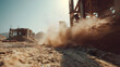 © tujuh - Demolition Site: Heavy Machinery Moving Earth and Dust in Bright Sunlight