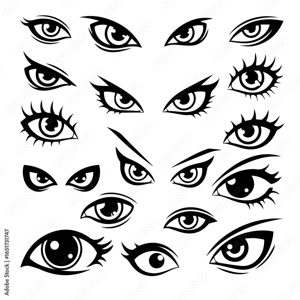 Collection of expressive eyes with various emotions and styles for ...