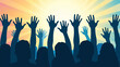 © Vector_Graphic - Crowd of silhouetted people raising hands in agreement