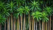 © Wattana - A lush green wall of bamboo plants with yellow stems and leaves.