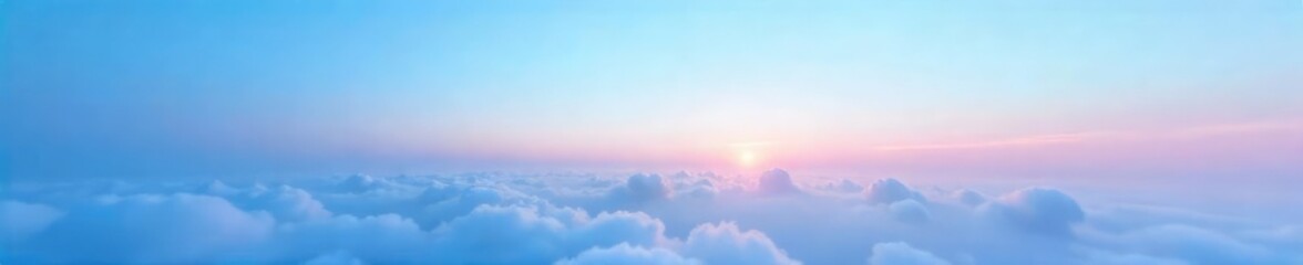 Wall Mural - A serene landscape where a vibrant blue sky gradually transitions to a soft, pastel hue near the horizon, creating a tranquil and calming atmosphere , atmosphere, sun