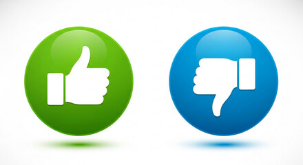 Thumbs up and thumbs down vector image for like dislike feedback rating and social media engagement icon set