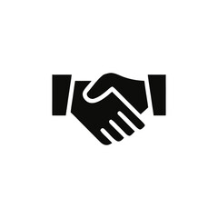 Wall Mural - Business Handshake Icon Symbolizing Agreement Partnership Collaboration and Corporate Success with Black Silhouette Against White Background Professional Graphic Design Element
