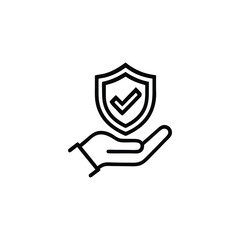 Wall Mural - Protection and Security Hand Holding Shield with Check Mark Icon Business Concept for Safe Transactions Trust and Reliability