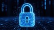 © Cmoso - Digital glowing blue lock icon symbolizing cybersecurity data protection digital security technology concept cyber safety lock protection encryption privacy security system digital