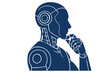 © Mahfuza - An AI robot thinking vector illustration.
