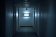 © Svitlana - A hallway is illuminated by an exit sign, leading towards a safe direction in a quiet, possibly deserted building Generative AI