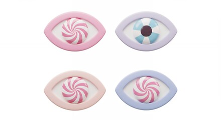 eye shaped decorative objects pastel colors