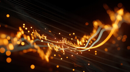 Wall Mural - dynamic data flow: abstract representation of data streams, electric signals, and glowing particles.